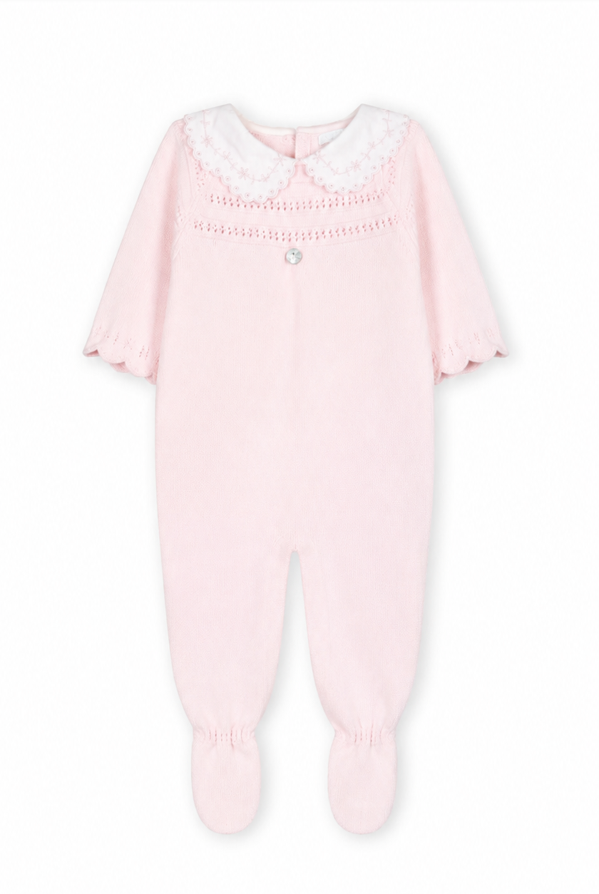 Pink babygrow with pink trim
