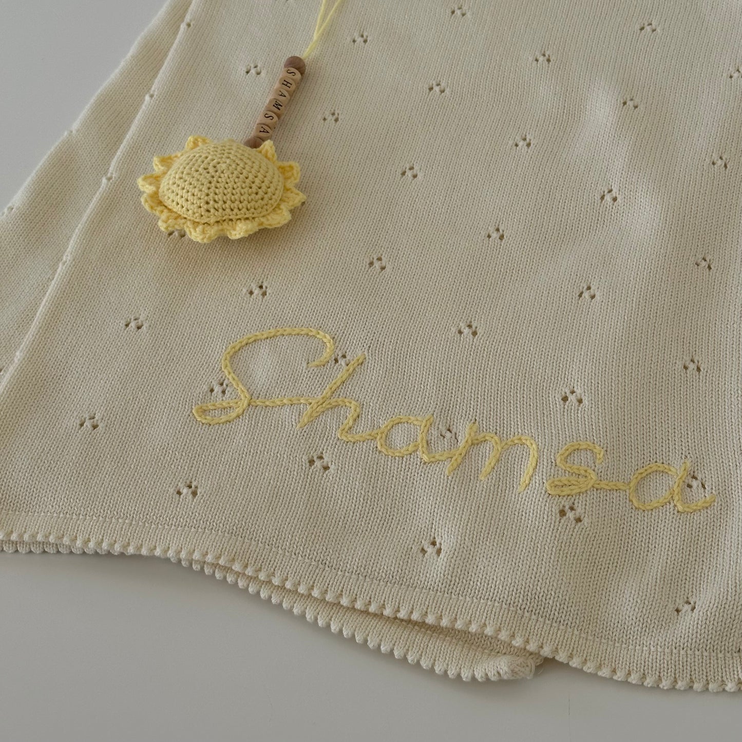 Personalized Pointelle Knit Blanket