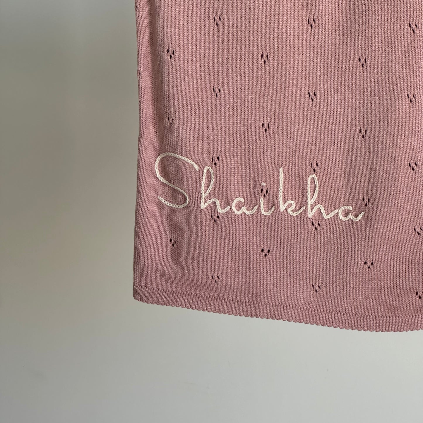 Personalized Pointelle Knit Blanket