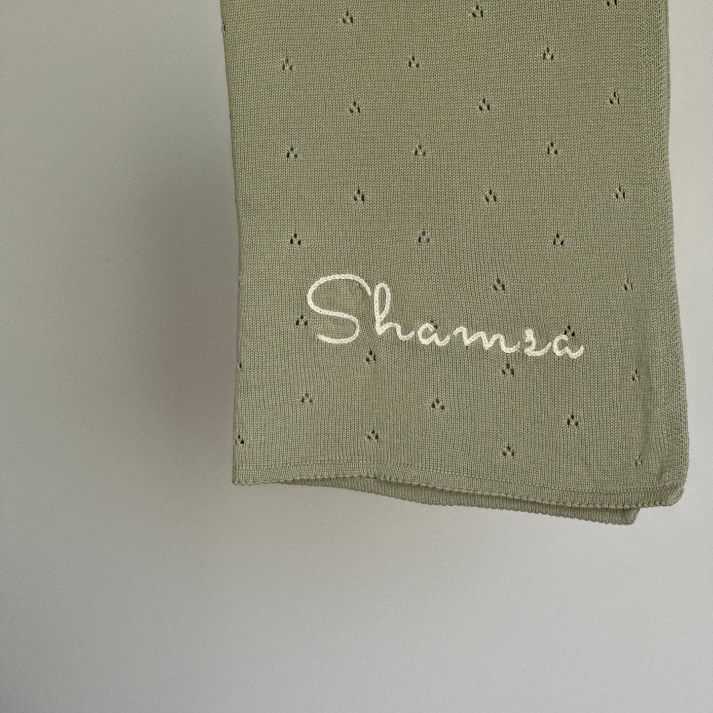 Personalized Pointelle Knit Blanket
