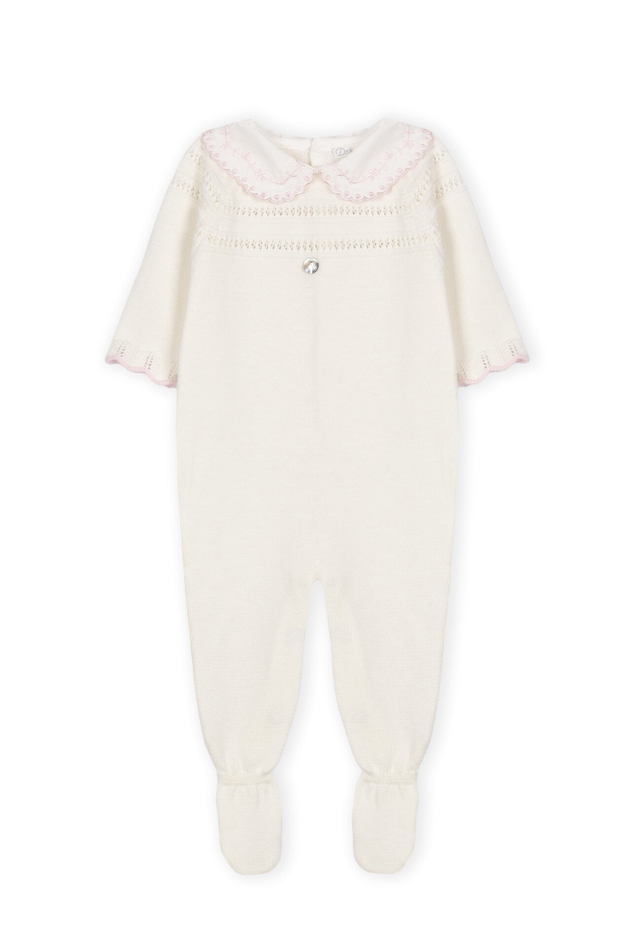 Ivory babygrow with pink trim