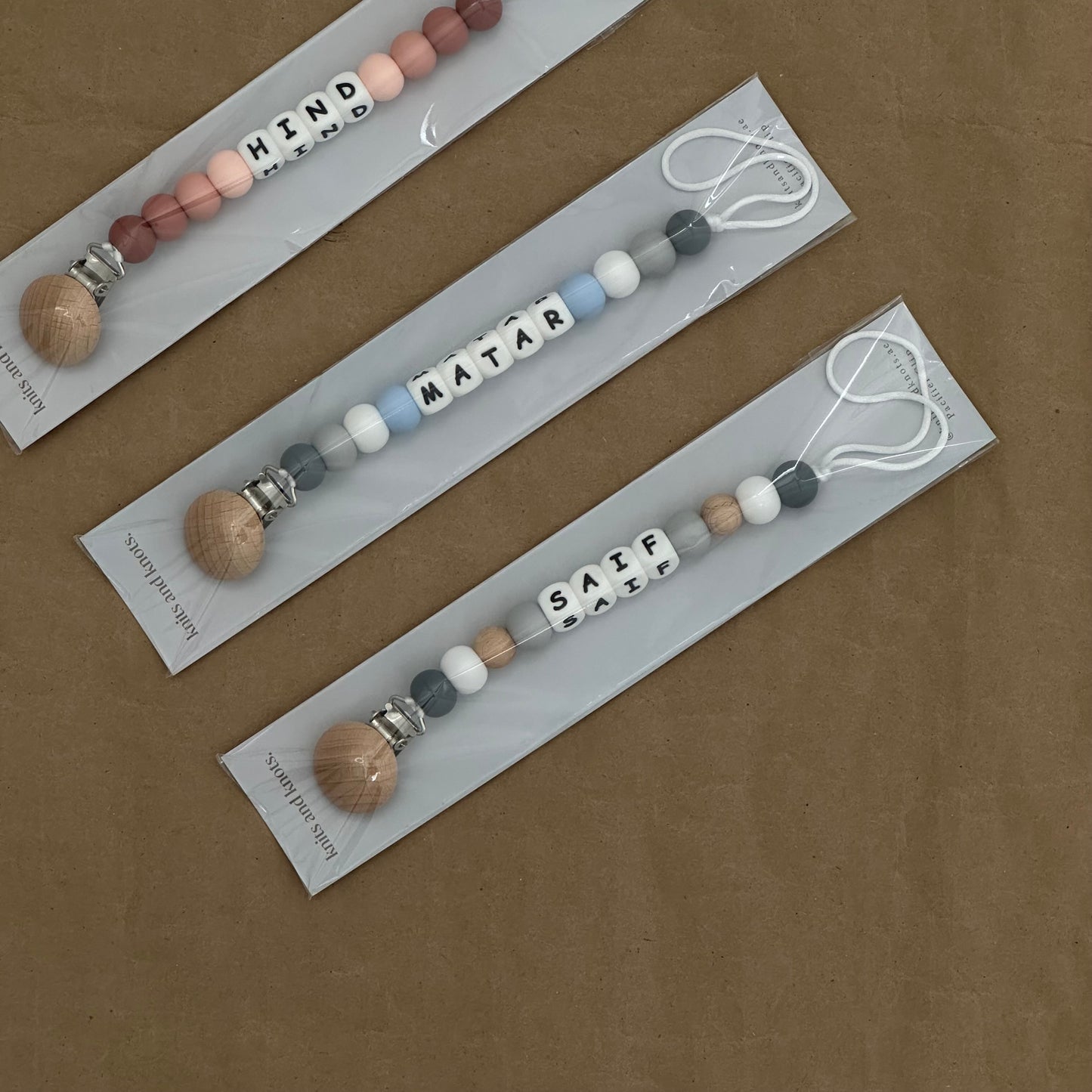 Beaded Pacifier Clip - Name