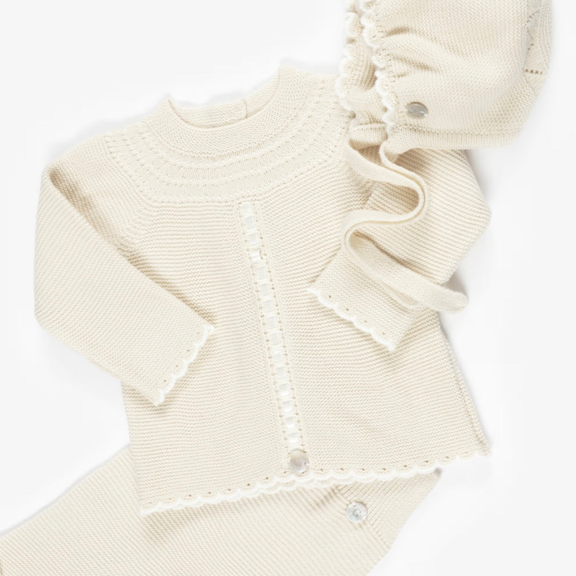 Cream babysuit set + Bonnet