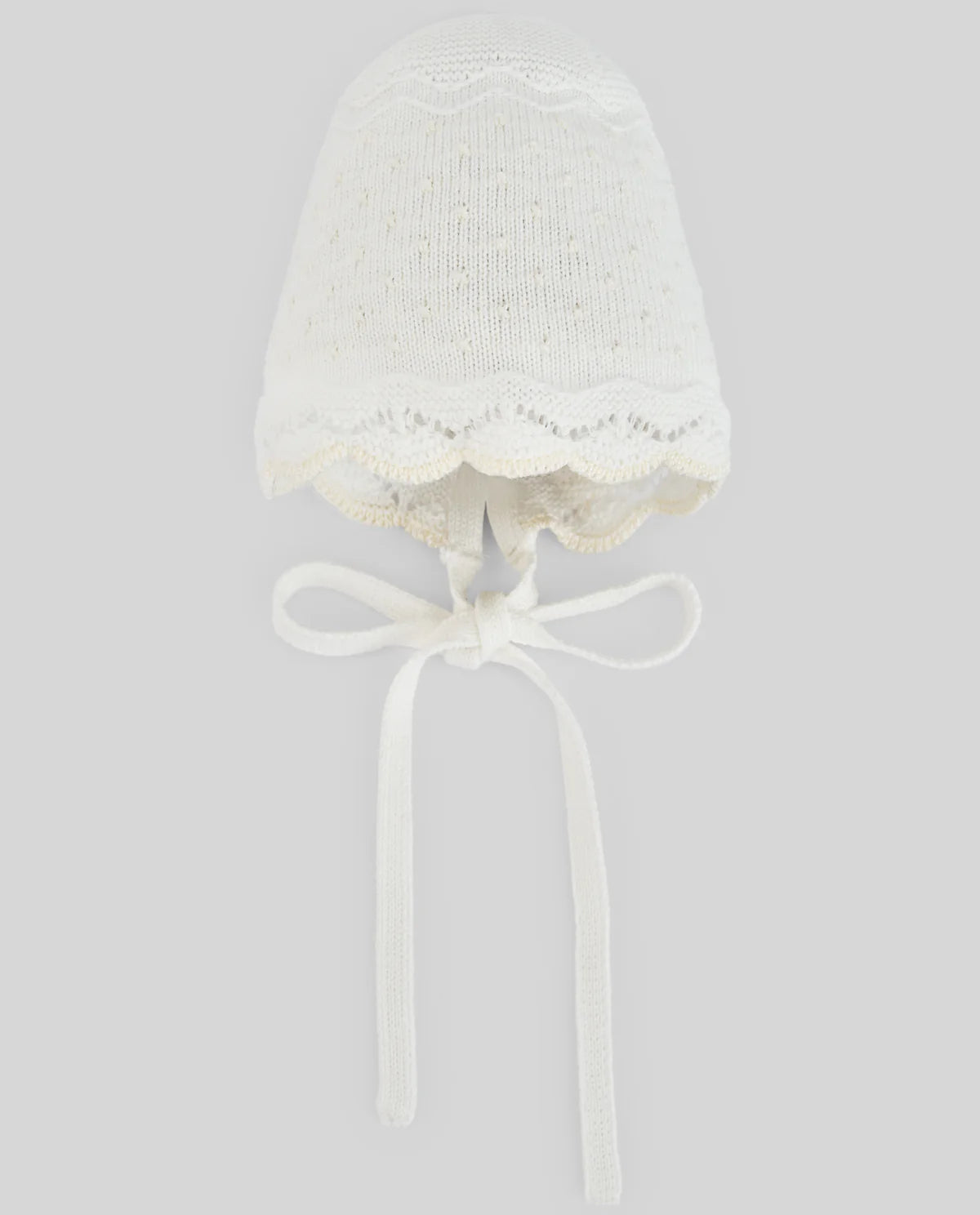 Ivory babygrow with knot stitch and lace + Bonnet