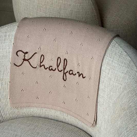 Personalized Pointelle Knit Blanket