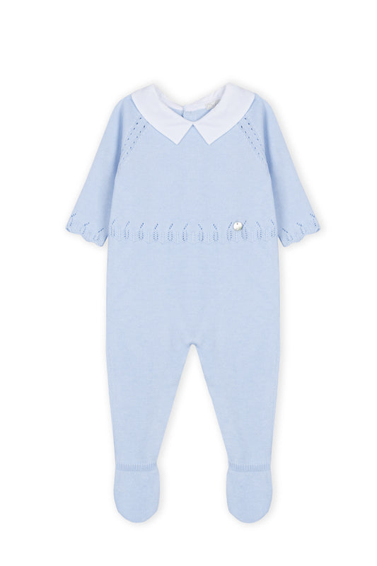 Blue babygrow with collar