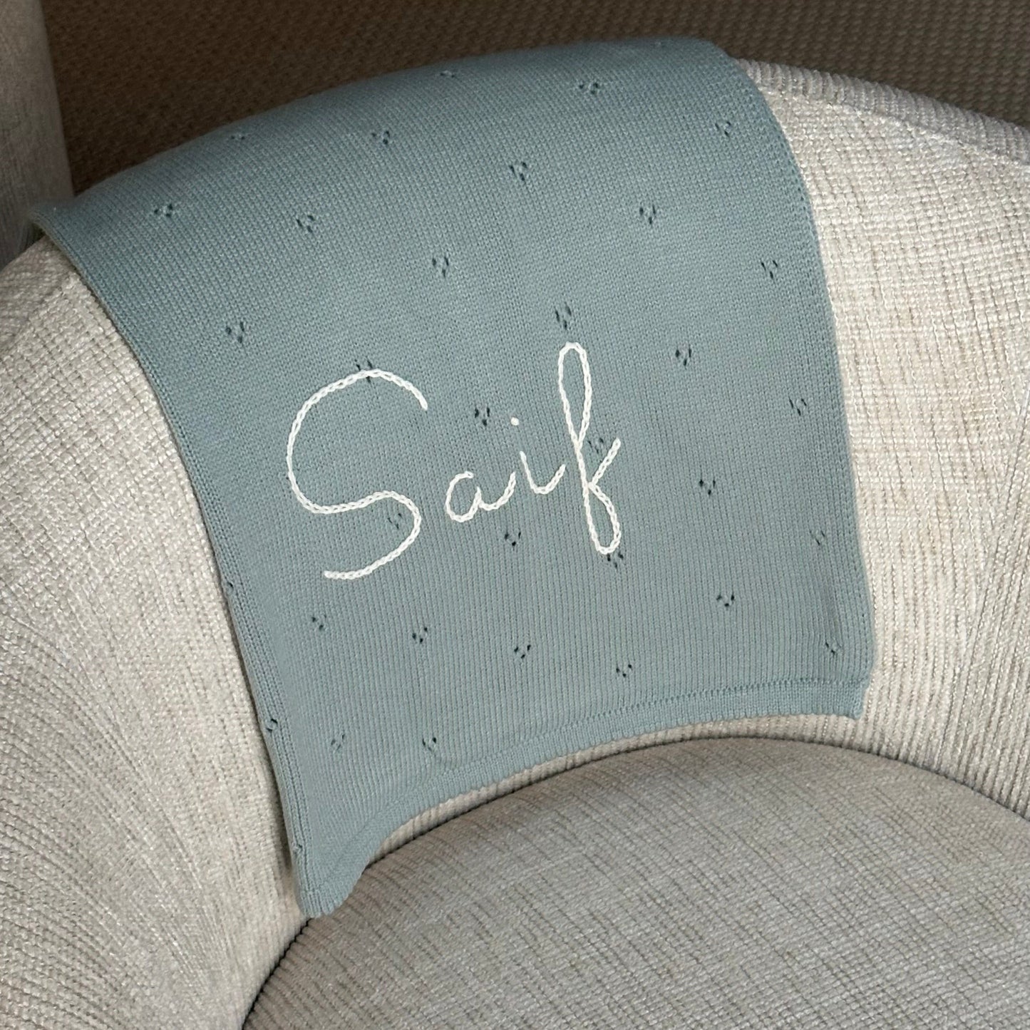 Personalized Pointelle Knit Blanket