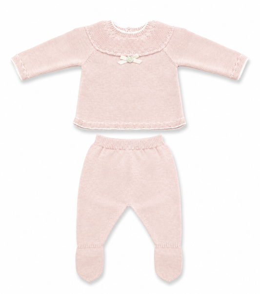 Pink knitted babygrow set