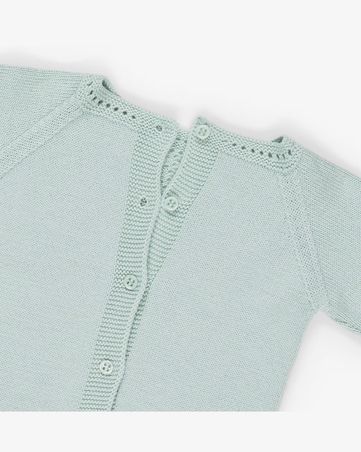 Pale sage green babygrow + bonnet