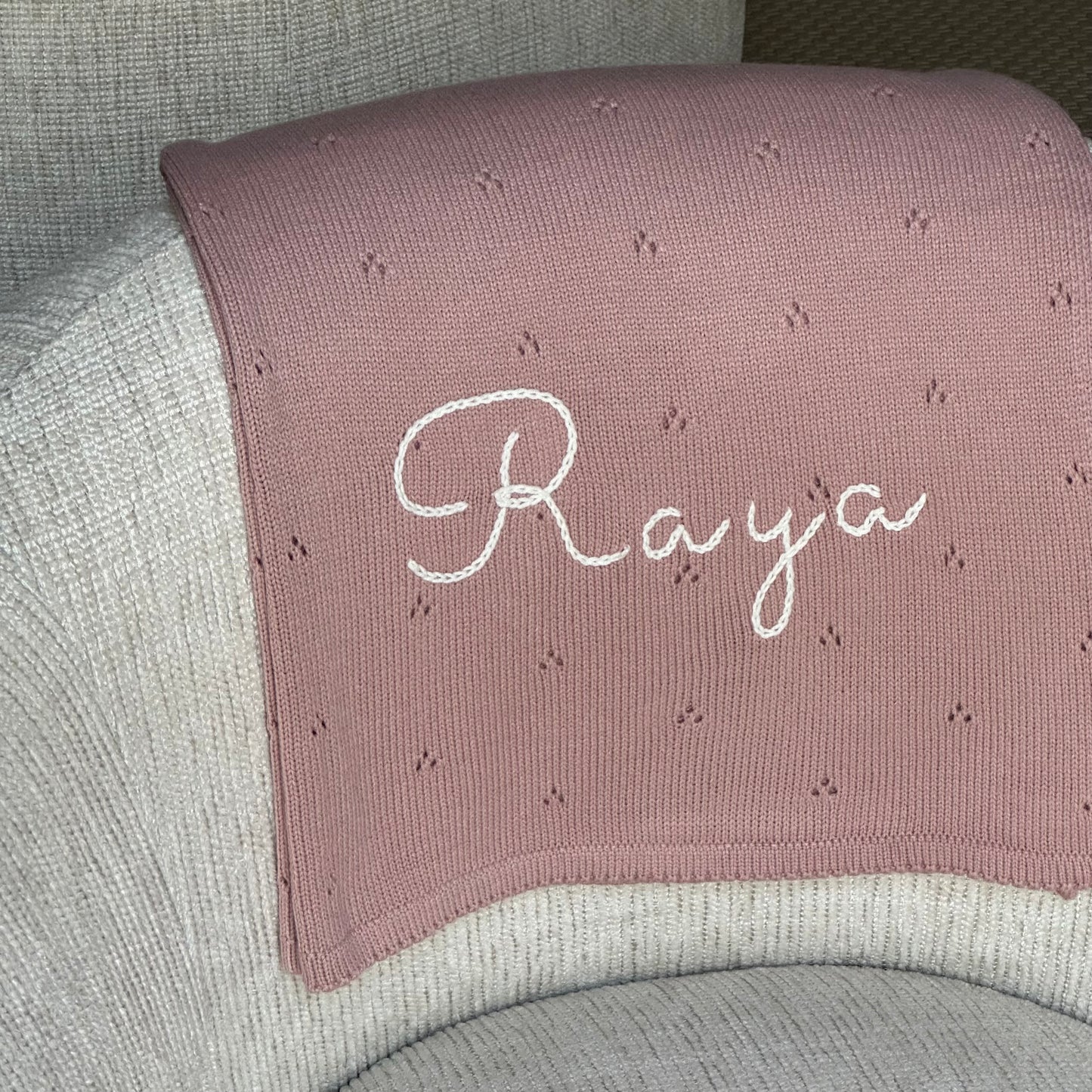 Personalized Pointelle Knit Blanket