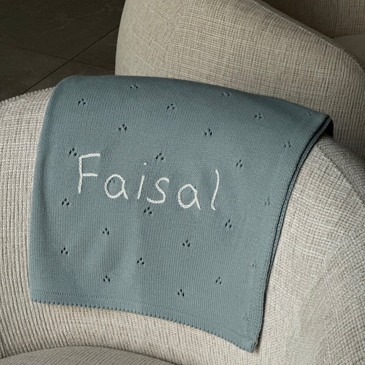 Personalized Pointelle Knit Blanket