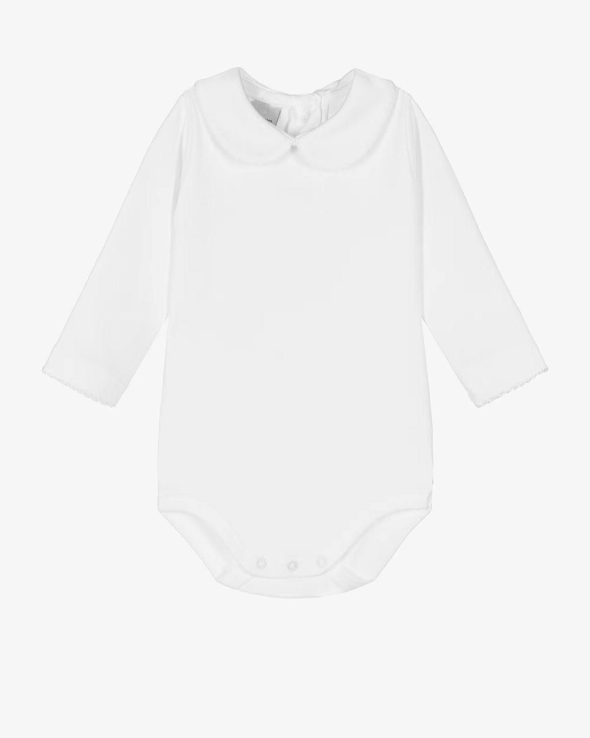 White bodysuit with white trim collar