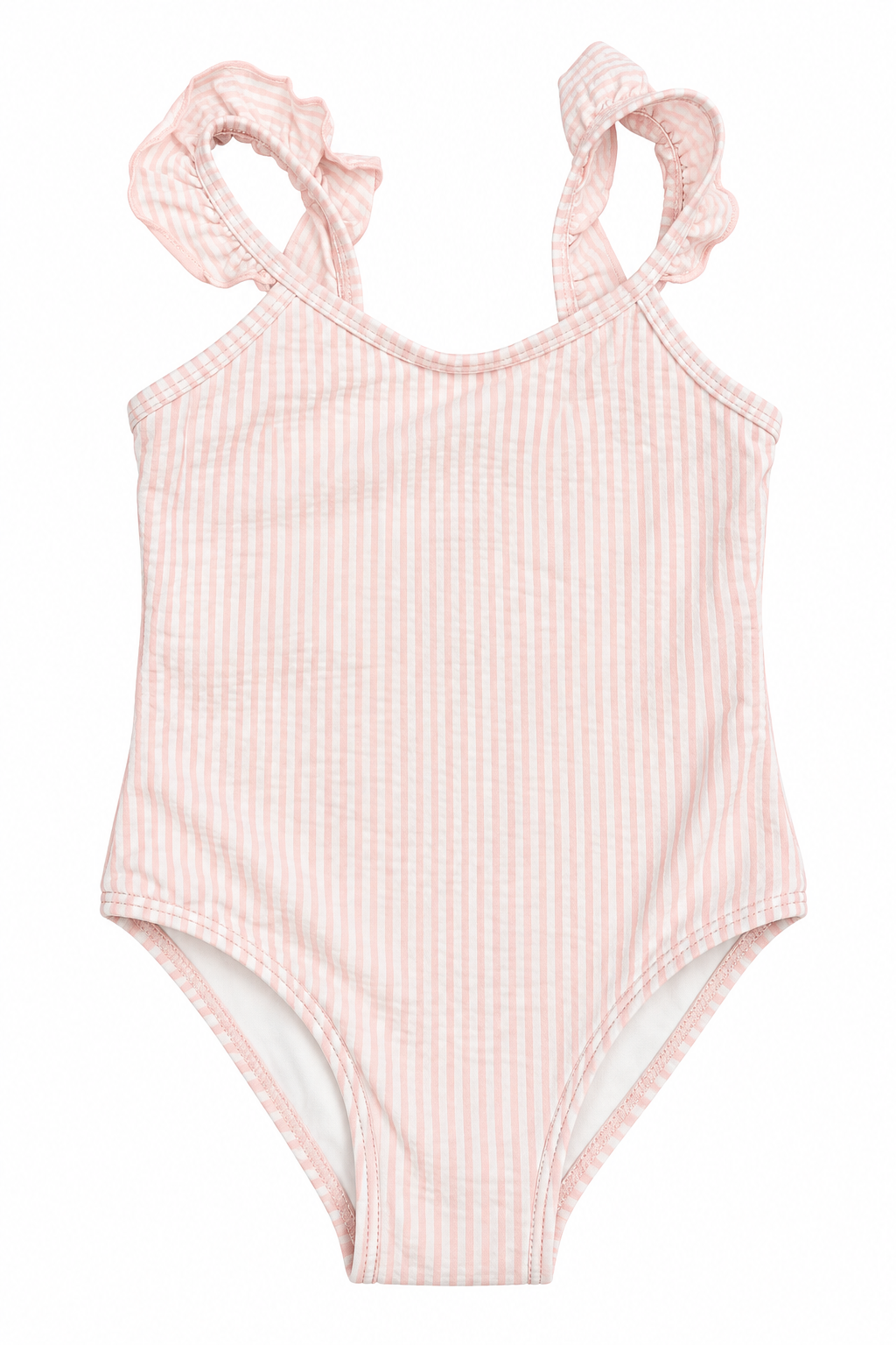Ruffle Striped Swimsuit - Pink