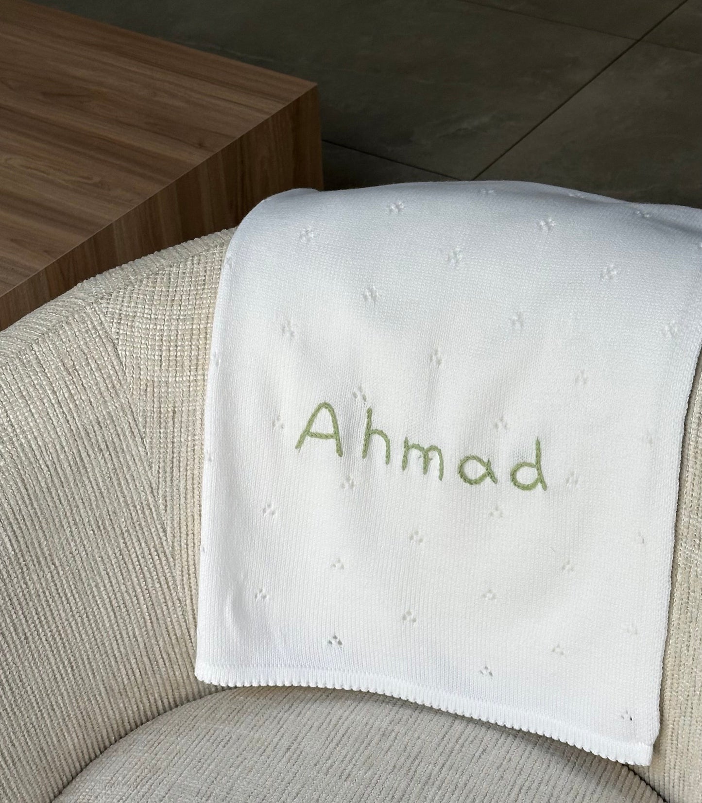 Personalized Pointelle Knit Blanket