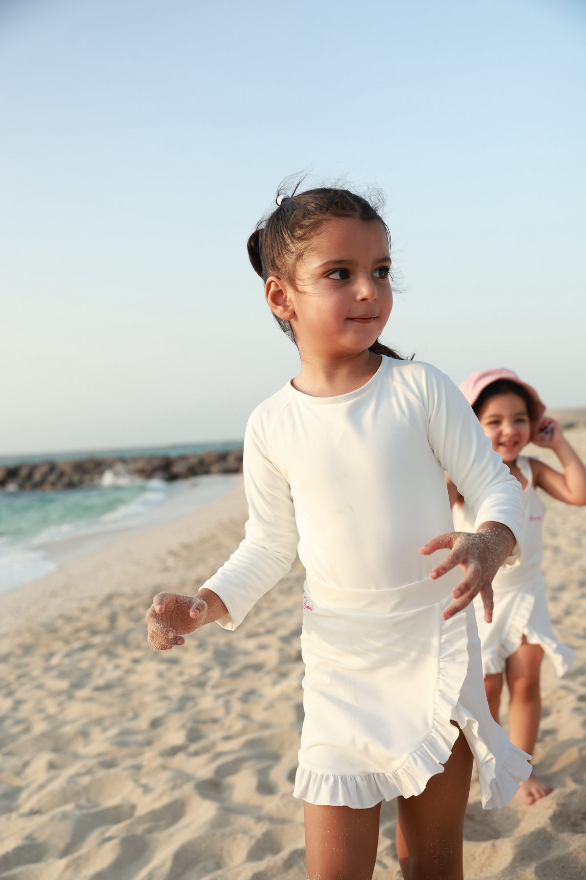 Long-Sleeve Swimsuit -  Cream