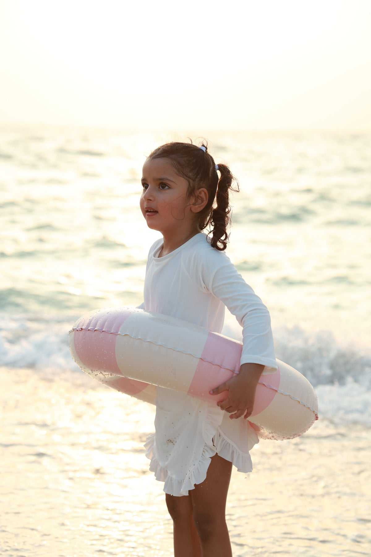 Long-Sleeve Swimsuit -  Cream