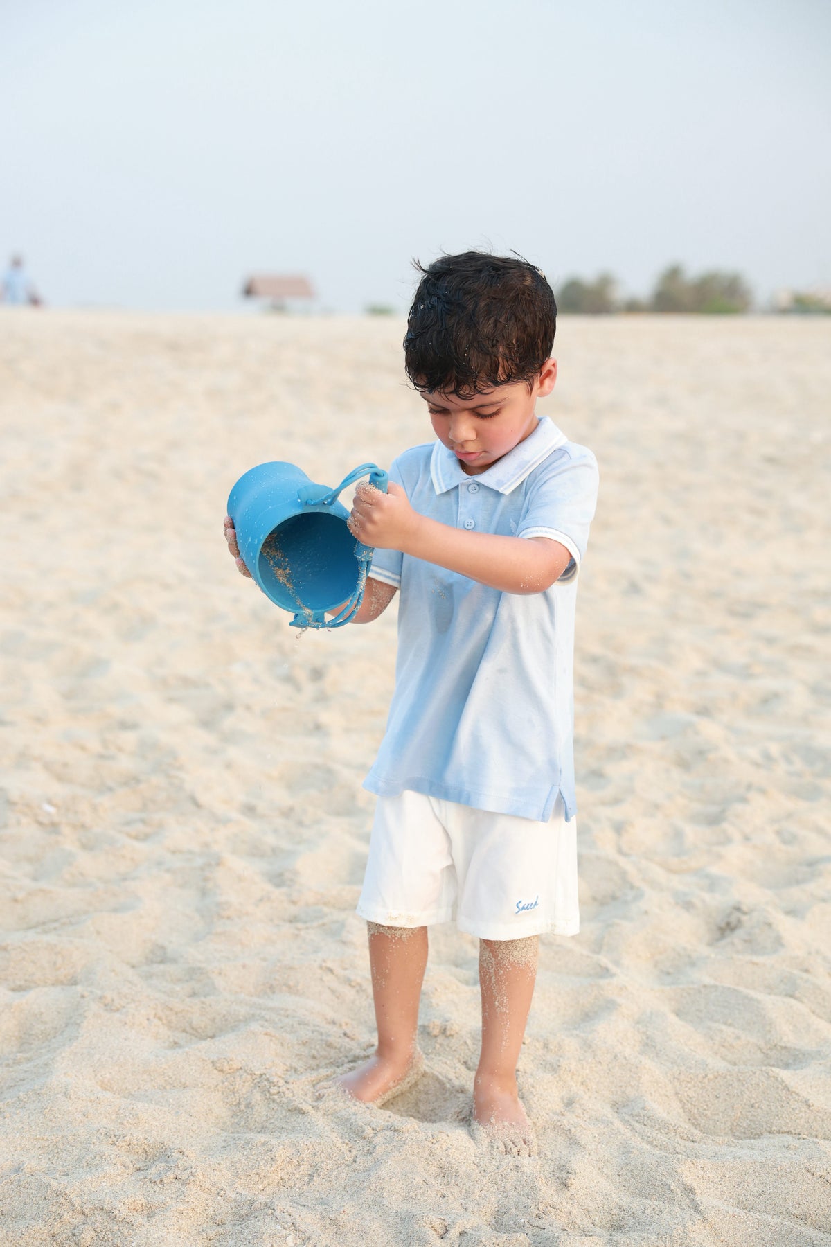 Blue Polo T-shirt with white trim