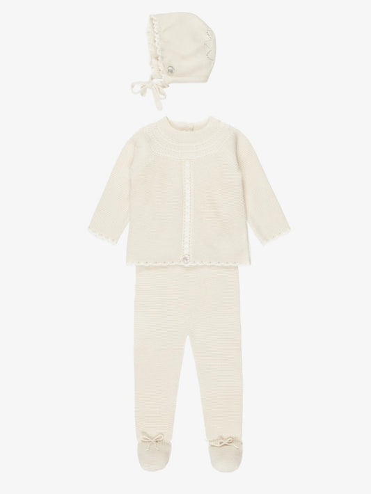 Cream babysuit set + Bonnet