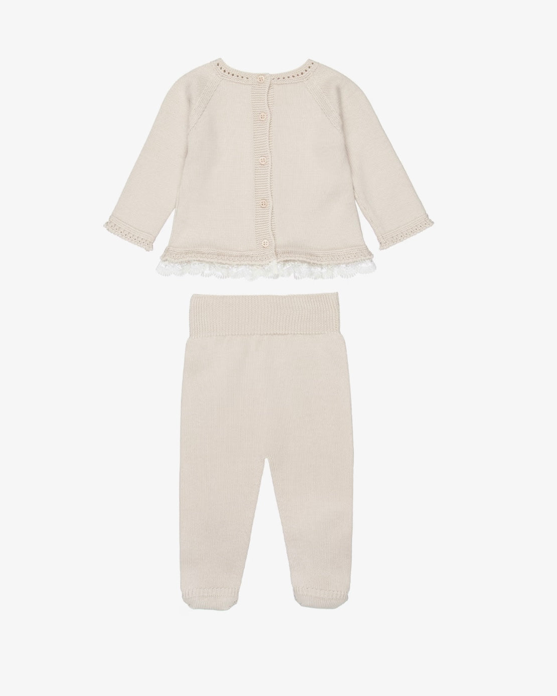 Beige babygrow set with lace trims