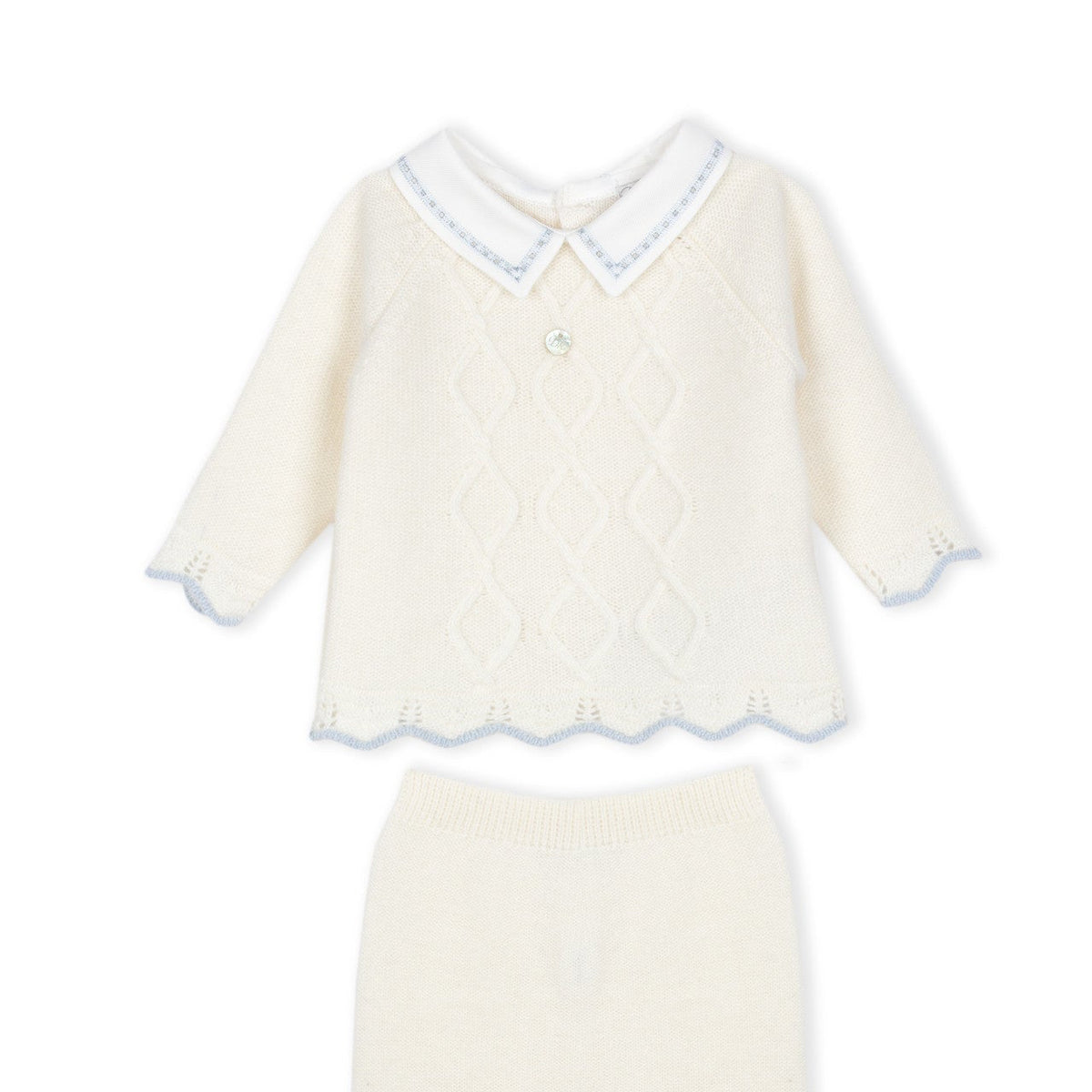 Ivory Babygrow Set with blue trim