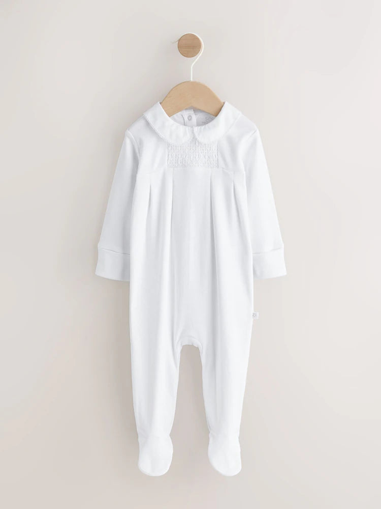 Babygrow with collar + bonnet and mittens