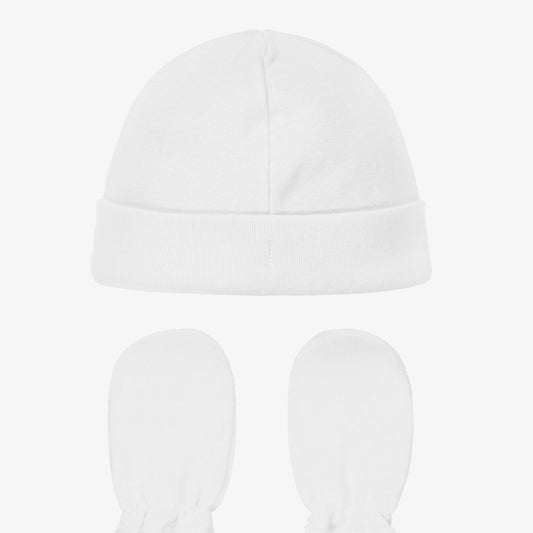 White hat & mittens set