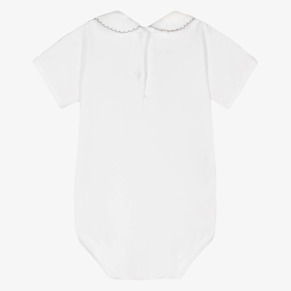 Bodysuit with textured grey trim collar